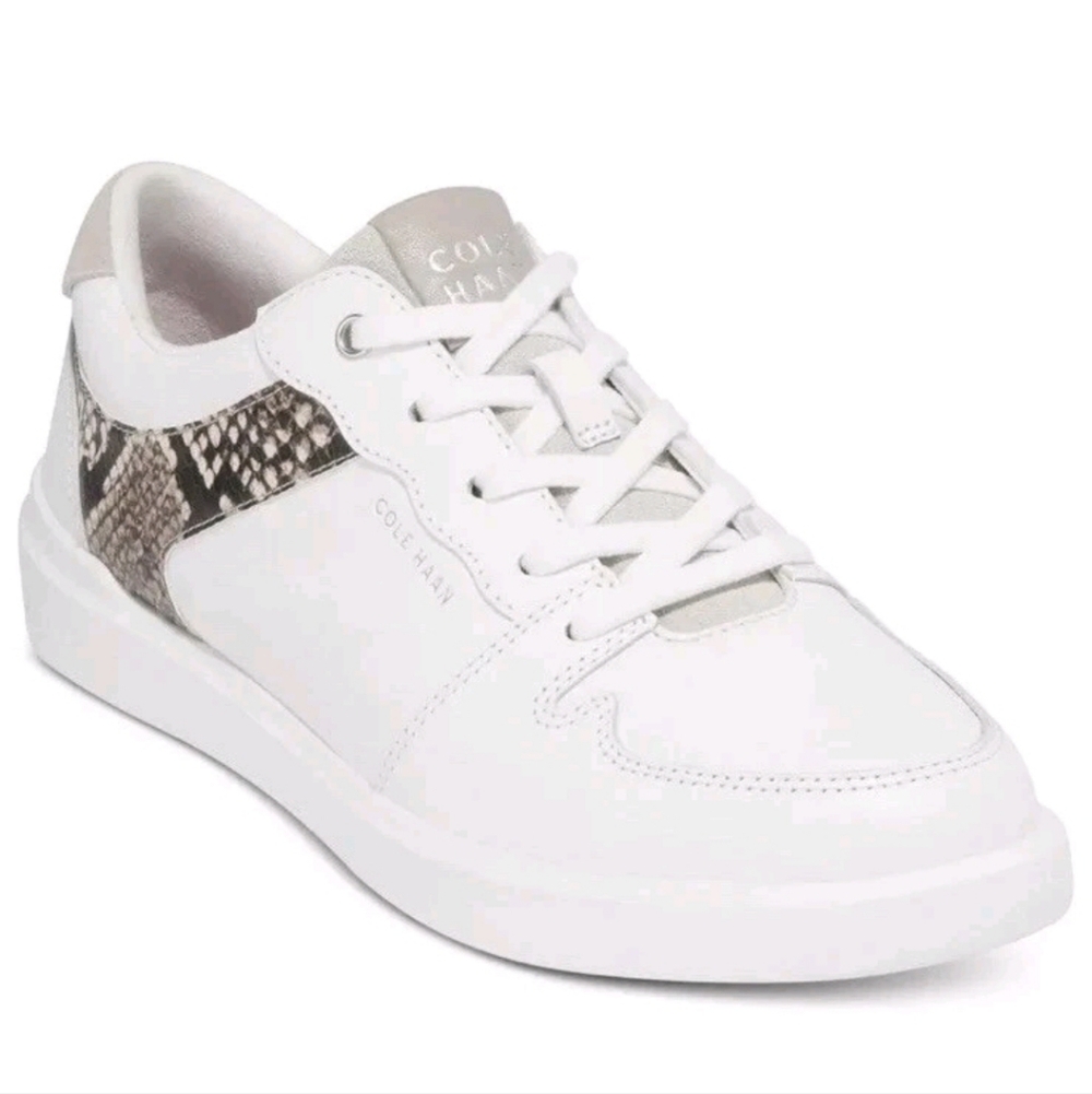 NWOT Cole Haan Grand Crosscourt Modern Tennis Shoe Sneaker Leather White Snake 8